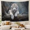 Tiger Head Pattern with Stripes Digital Printing Polyester Wall Hanging Tapestry Decorative Living Room Bedrooms Background Gift