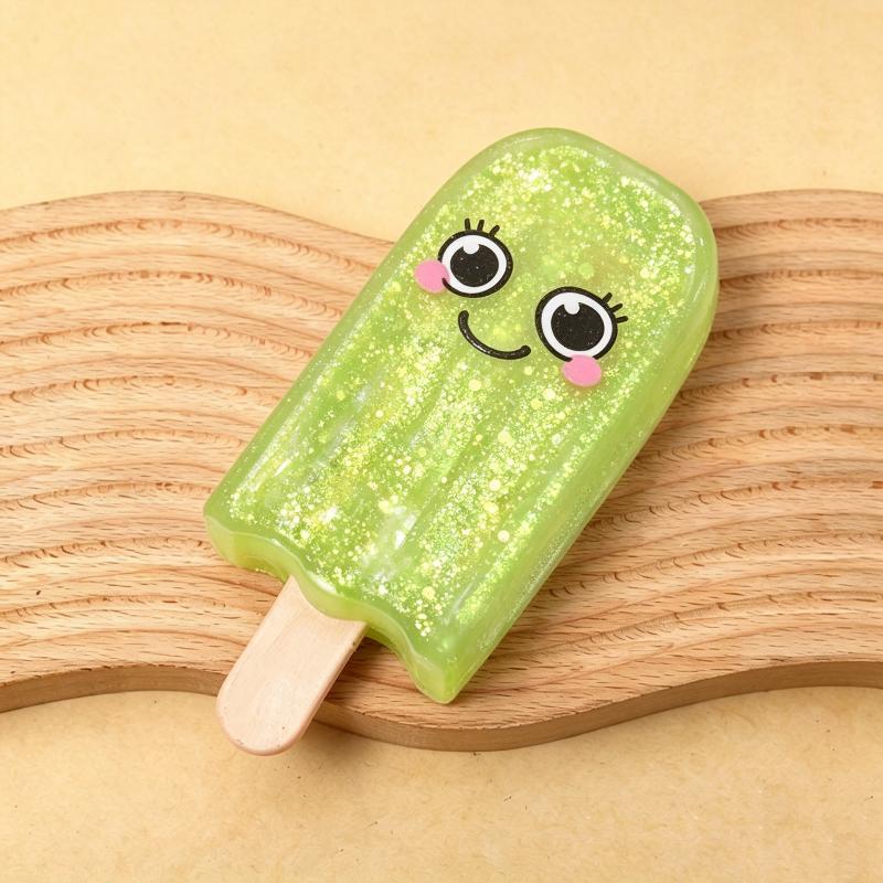 Glitzer-Eis am Stiel Quetsch-Slow-Rising Stressabbau-Spielzeug Niedliches Eiscreme-Quetschspielzeug Weiches Mochi-Spielzeug für Kinder Geschenk Schreibtischdekoration