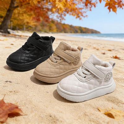Frühling & Herbst Rutschfeste Weichsohle Mittelhohe Kleinkindschuhe - Jungen & Mädchen Freizeit Leder Outdoor Board Schuhe.