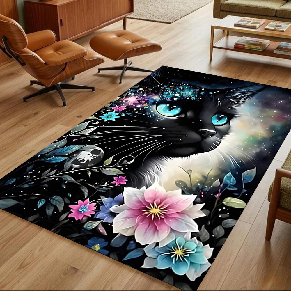 Sunflower Field Cat Dream Non-Slip Home Carpet Design for Office Decor Living Room Bedroom Gift