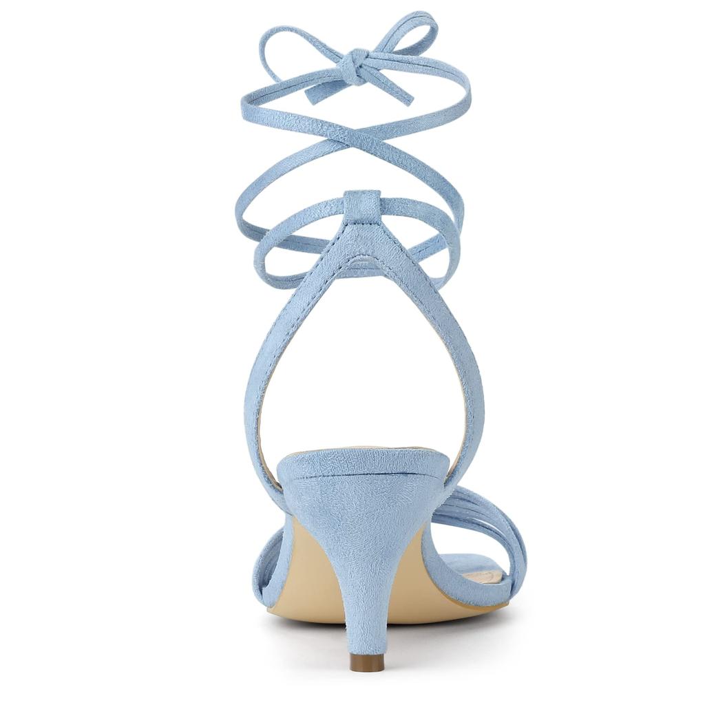 Allegra K Women's Lace-Up Sandals, Open Toe, Stiletto Heel, Blue, Size 26.0 Cm