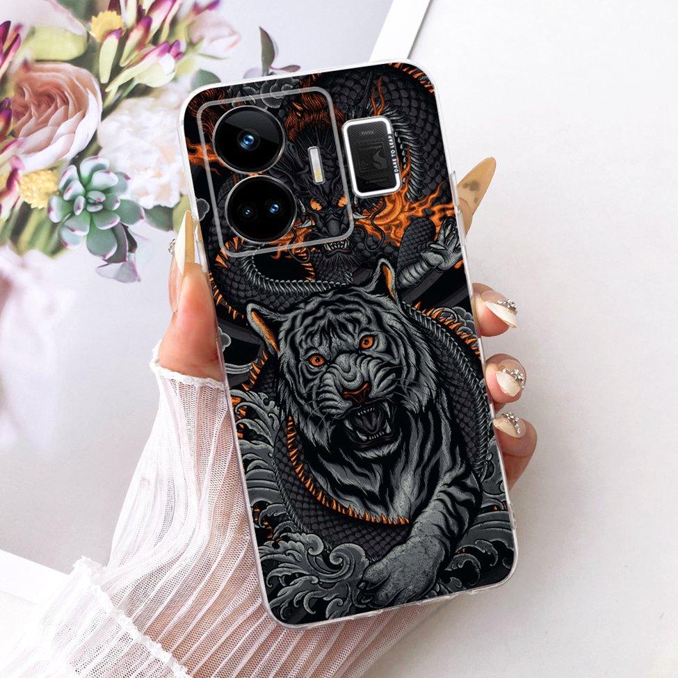 Clear For Realme GT Neo 5 Case RMX3706 Cute Cat Fashion Butterfly Funny Painted Casing For Real me GT Neo 5 Cover