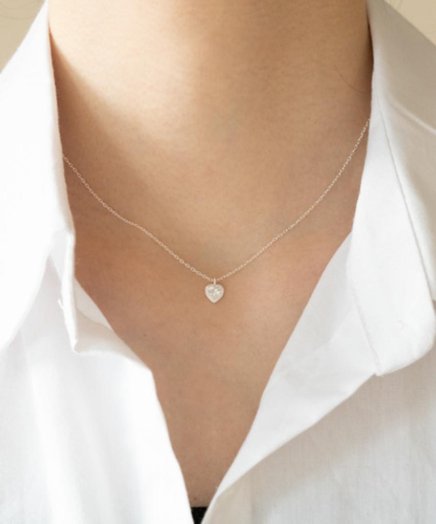 Alleun Silver 925 Cubic Heart Silver Necklace Mini