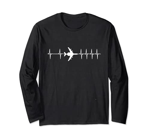E-3 Sentry AWACS ECG Heartbeat Airplane Long-Sleeve T-Shirt