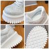 Synthetic Microfiber Leather Women Platform Shoes  Chunky Sneakers Bling Vulcanize Casual Shoes Luxury White Walking Shoes