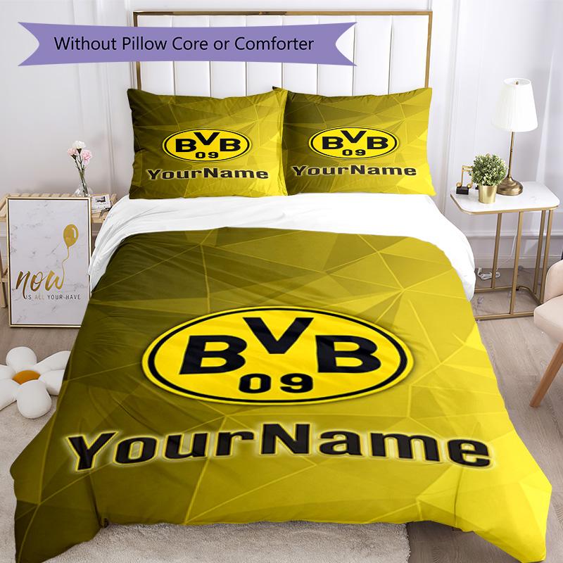 Borussia Dortmund Customize Your Name Bedding Set Breathable Duvet Cover with Pillowcases Home Decoration Birthday Gift
