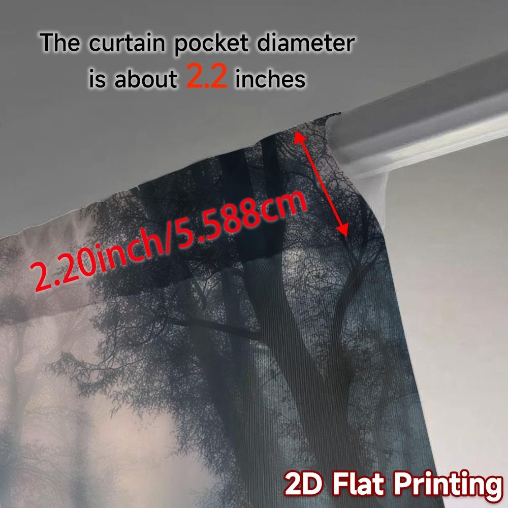 2pcs, 2D FLAT PRINTING Curtains (Without Rod) Foggy Pathway Print Modern Curtains Versatile Fabric Curtains Holiday Decorative