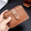 Anti-degaussing Design Short Snap Button Zipper Closure Faux Leather Men Wallet Multiple