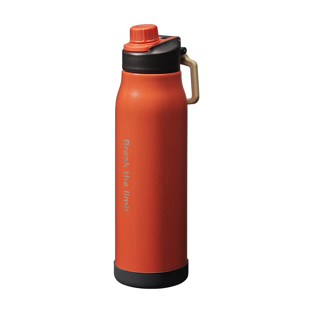 

Doshisha Direct Sports Bottle, 1000ml, Cold-Keeping, Vacuum-Insulated, Direct-Drink, with Silicone Cushioned Bottom, Stainless Steel, Orange