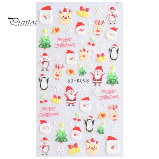 1 Sheet Christmas Nail Art Sticker Festive Santa Snowflake Elk Designs Safe Easy to Use Nail Decal for Beautiful Manicures