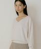 Lingseoul Merino Wool V-Neck Knit Top-Ivory