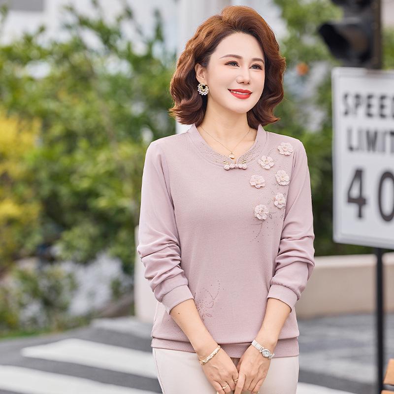 

2026 Spring/Autumn Trendy Age-Defying Top for Middle-Aged and Elderly Women s Fashion Collection XL (45-57.5 kg) светло-фиолетовый