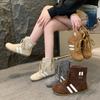 High-top Flat-bottomed Boxing Sneakers Women's New Round-head Versatile Casual Shoes Inner Height-increasing Martin Boots Short Boots