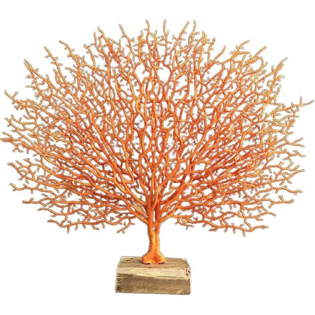 Coral Sculpture Table Top Ornament Decor Tabletop Figurine, Orange