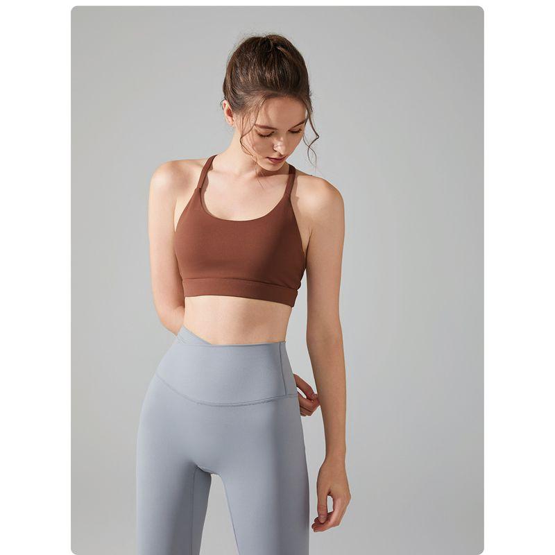 

Спортивное белье телесного цвета с эффектом пуш-ап, женское сексуальное, с красивой спинкой, с пузырчатой подкладкой, тренировочный бюстгальтер быстросохнущий, для пилатеса, тренировок, йоги Roasted Brown S