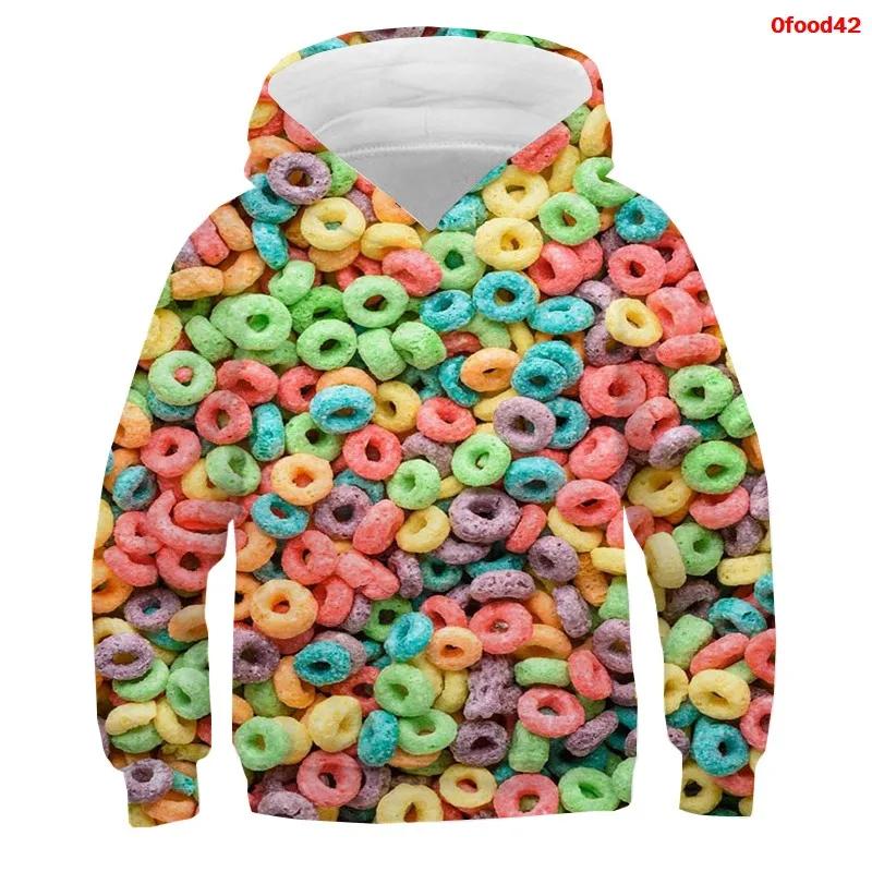 Frühling Herbst Popcorn Hoodies Kinder Macaron Print Jungen Mädchen Trainingsanzug Pommes Süßigkeiten Lustige Kleidung Obst 3D Druck Pullover Kinder Sweatshirts