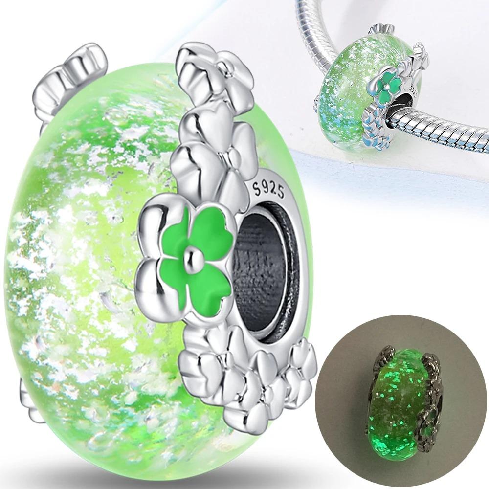 Original Rosa Glasperlen Blaue Romantische Perlen 925 Silber Charms für Frauen DIY Schmuckherstellung Armband Passend