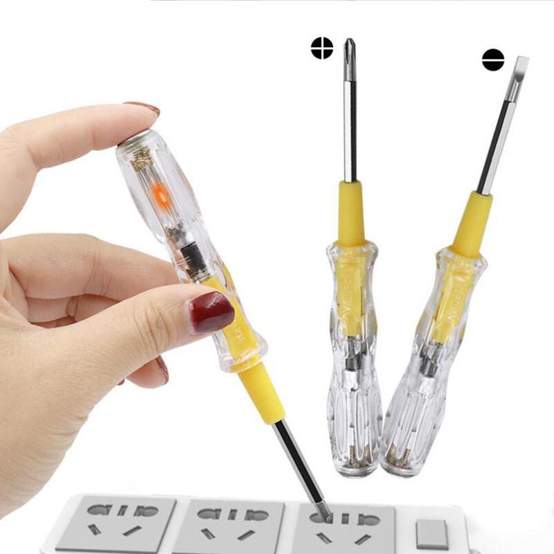 

AC100-500В Електричний тестер напруги Ручка Шліцьова Хрестова Двостороння Знімна Викрутка Тестер ланцюга Індикаторна лампа Інструмент Pack of 1