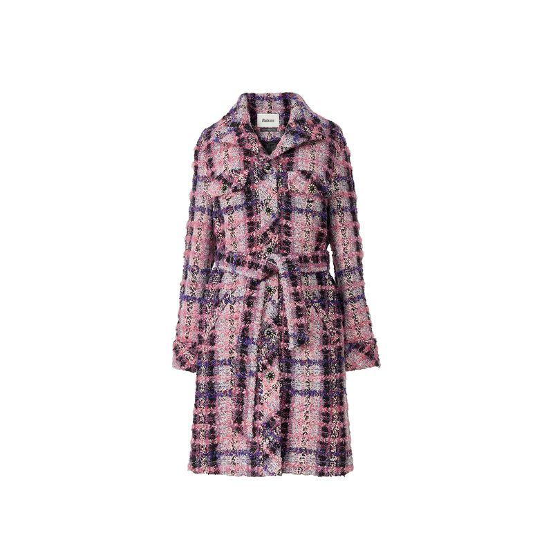 

Blacknini Yin Huafu/Edinburgh Luxury Wool Oblique Cut Plaid Woven Woolen Coat Outwear Coat S