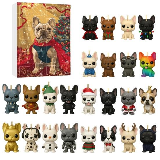 Christmas Dog Advent Calendar 24 Days Acrylic Ornament for Tree Decor Festive Countdown Surprise