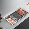 33In 304 Stainless Steel Kitchen Sink, Single Bowl Drop-In Sink with Accessories, Modern Design for Remodeling, Sink Workstation