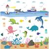 Cartoon Ocean World Octopus Whale Lighthouse Seaweed Wall Sticker Self-Adhesive Removable for Kids Room Home Decor