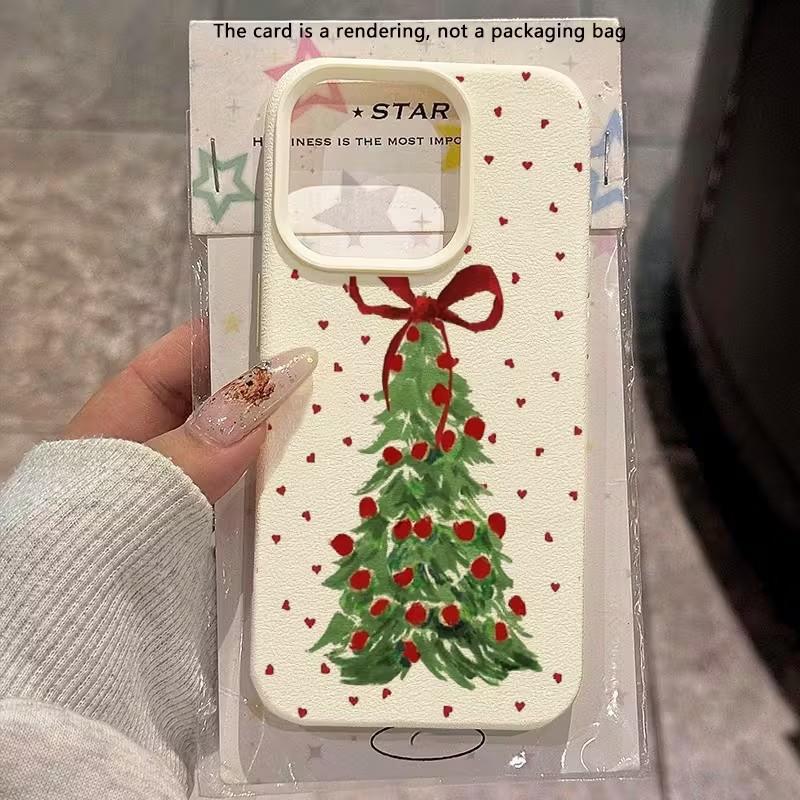 Vánoční stromek Červená mašle Pouzdro na telefon Pouzdro na telefon Pro iPhone 17 16 15 14 Pro Max 13 12 11 XS X XR 7 8 Plus 16e 17 Air Měkký TPU kryt
