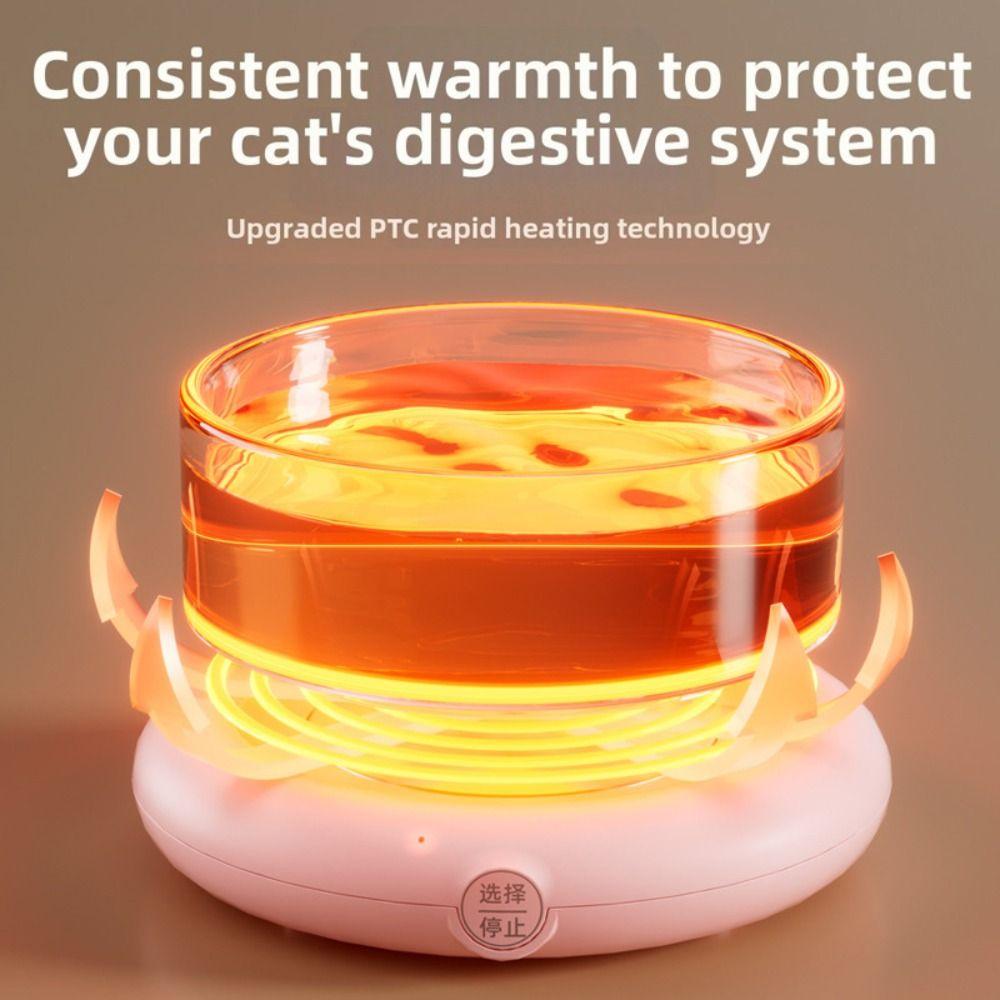 Ceramic Pet Heated Water Bowl Temperature Adjustable Noiseless Self-Heating Water Bowl Non-slip Multifunction
