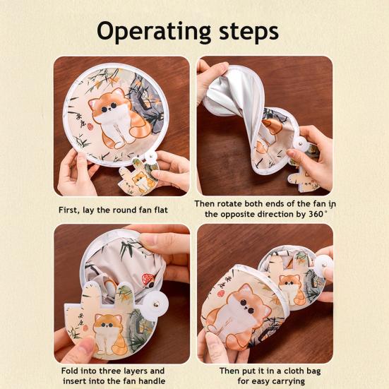 Cartoon Faltbarer Runder Fächer mit Fotografie-Reflektor Tragbar Leicht Taschenformat Outdoor Reise Camping Picknick Sommer Handfächer