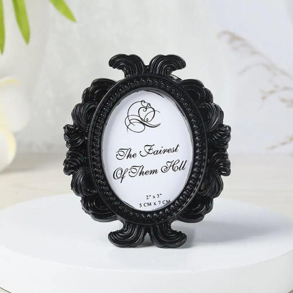 Oval Baroque Frame Resin Material Picture Holder Exquisite Oval Photo Frame  Party Layout