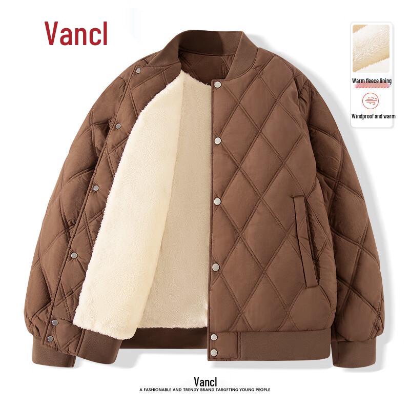

VANCL Men s Warm Quilted Baseball Collar Cotton Jacket L