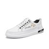 Board shoes men's 2025 autumn new leather flat-bottomed lace-up casual versatile campus style white shoes men's sports shoes