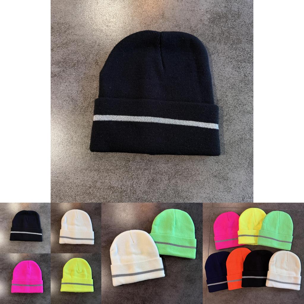 Mens Knitted Hat With Reflective Details For Winter Warmth Stylish Cold Weather Headgear