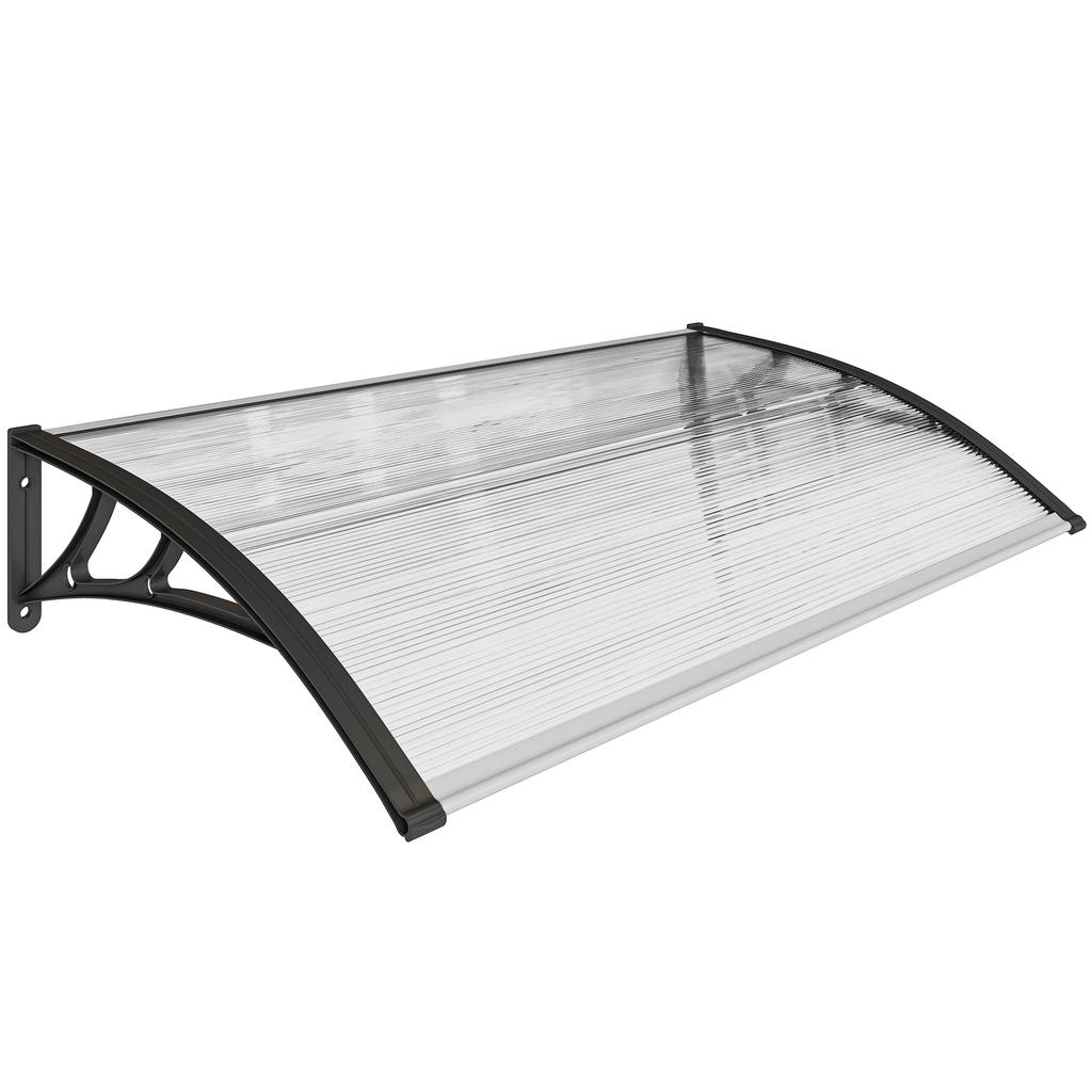 Entrance Door Canopy, Exterior Awning, Polycarbonate, Aluminum Profile, 110 x 60 cm, Transparent