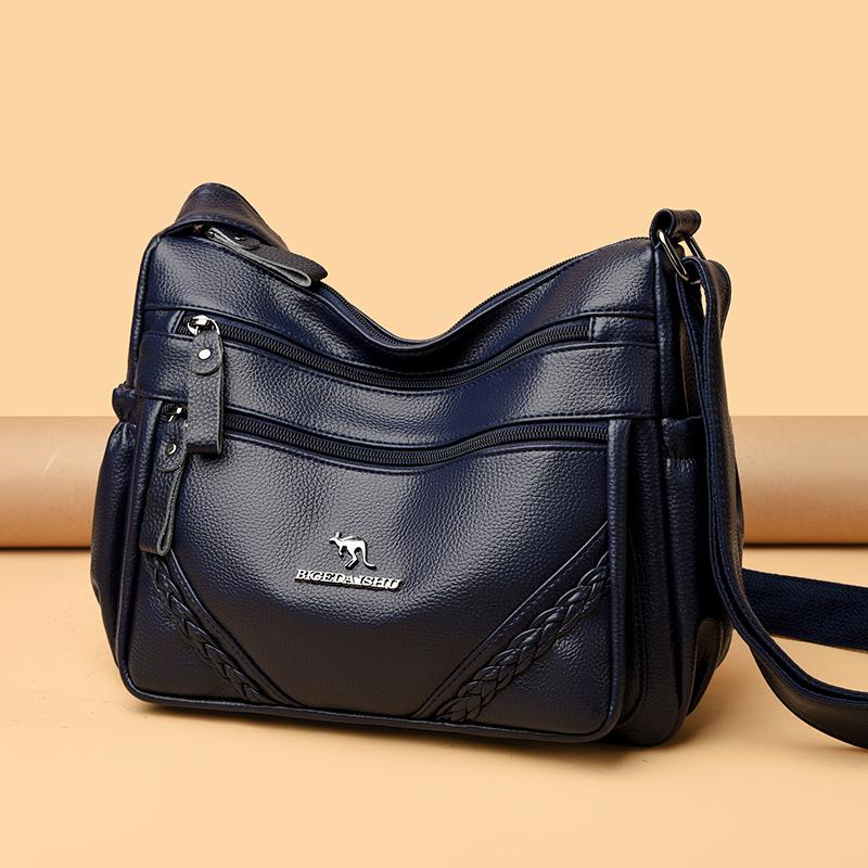 Middle-Aged Bag Women's Soft Leather Shoulder Bag Large Capacity Mother Bag Crossbody Handbag