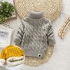 Boys and Girls Sweaters Plus Velvet and Thick Korean Style Knitted Fir Base Shirt Baby Children Round Neck High Collar Warm Sweater