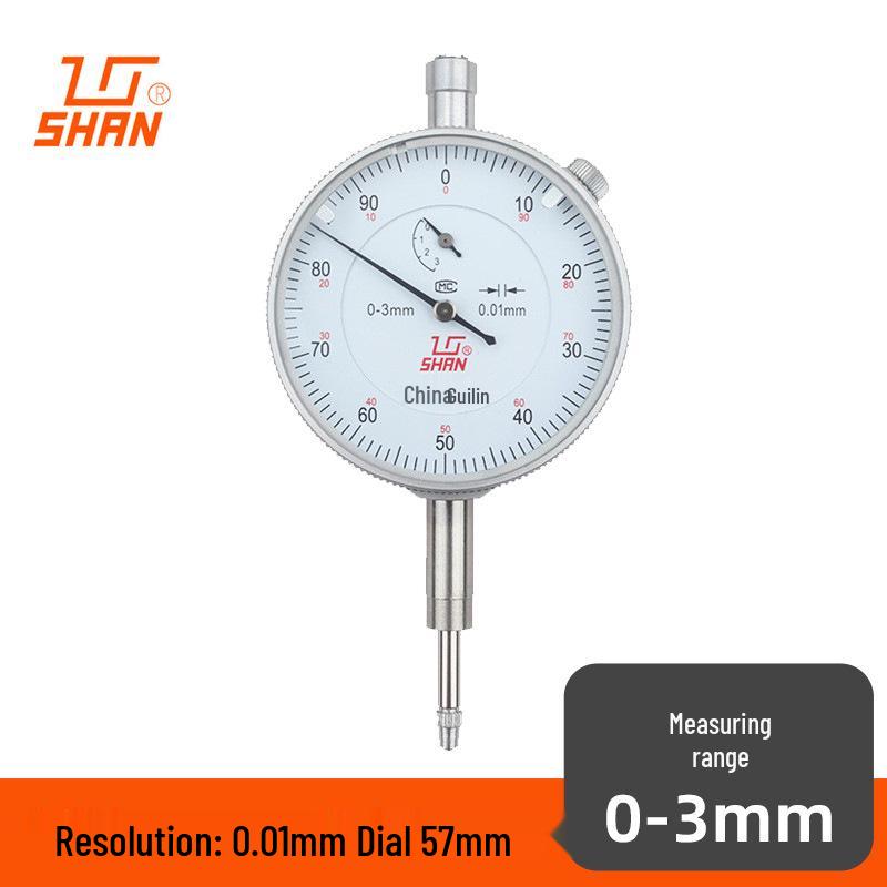Guilin Guiliang Mechanical Dial Indicator - Small & Large Dial Percentage Indicator Head with Threaded Table