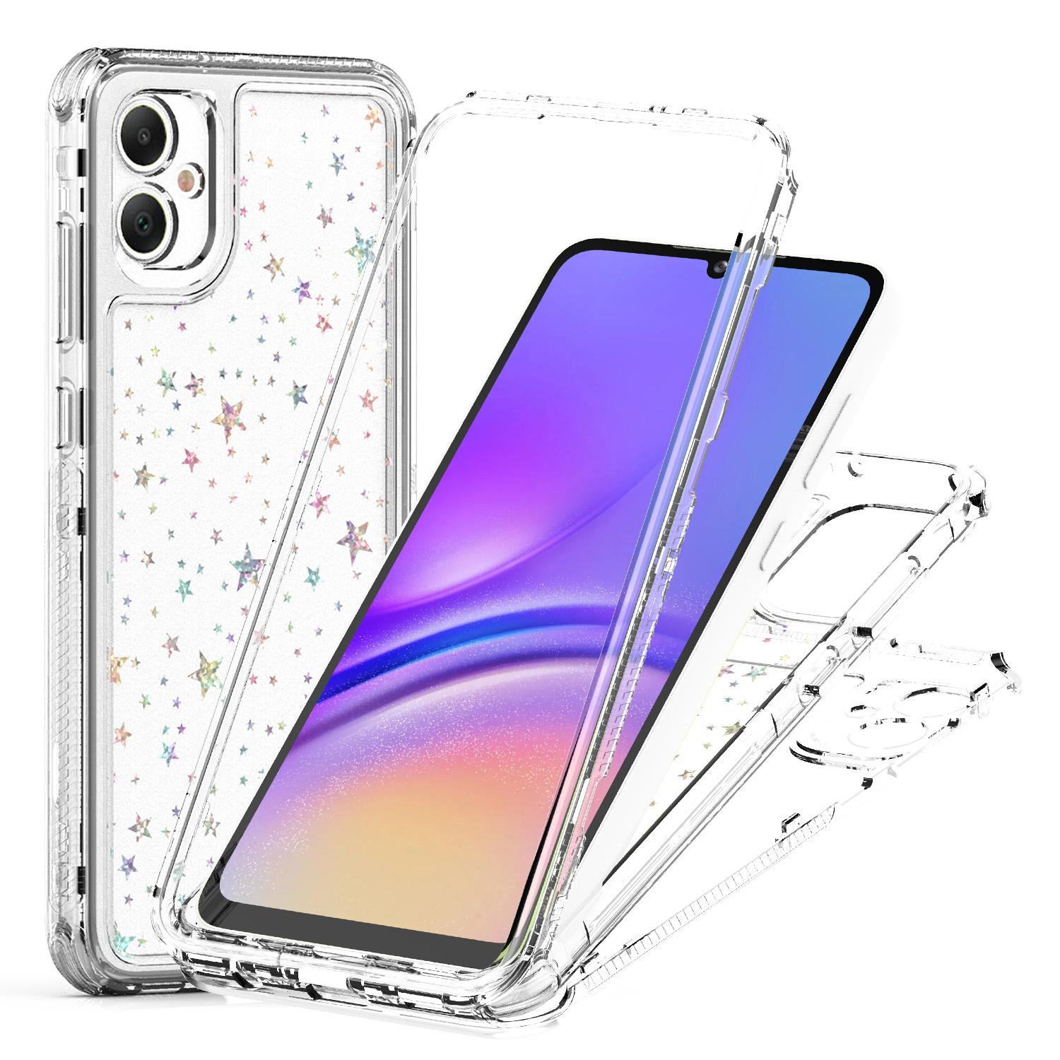 

For Samsung Galaxy A05 4G Case Precise Cutouts Acrylic TPU Clear Phone Cover with Laser-printed Film Stars