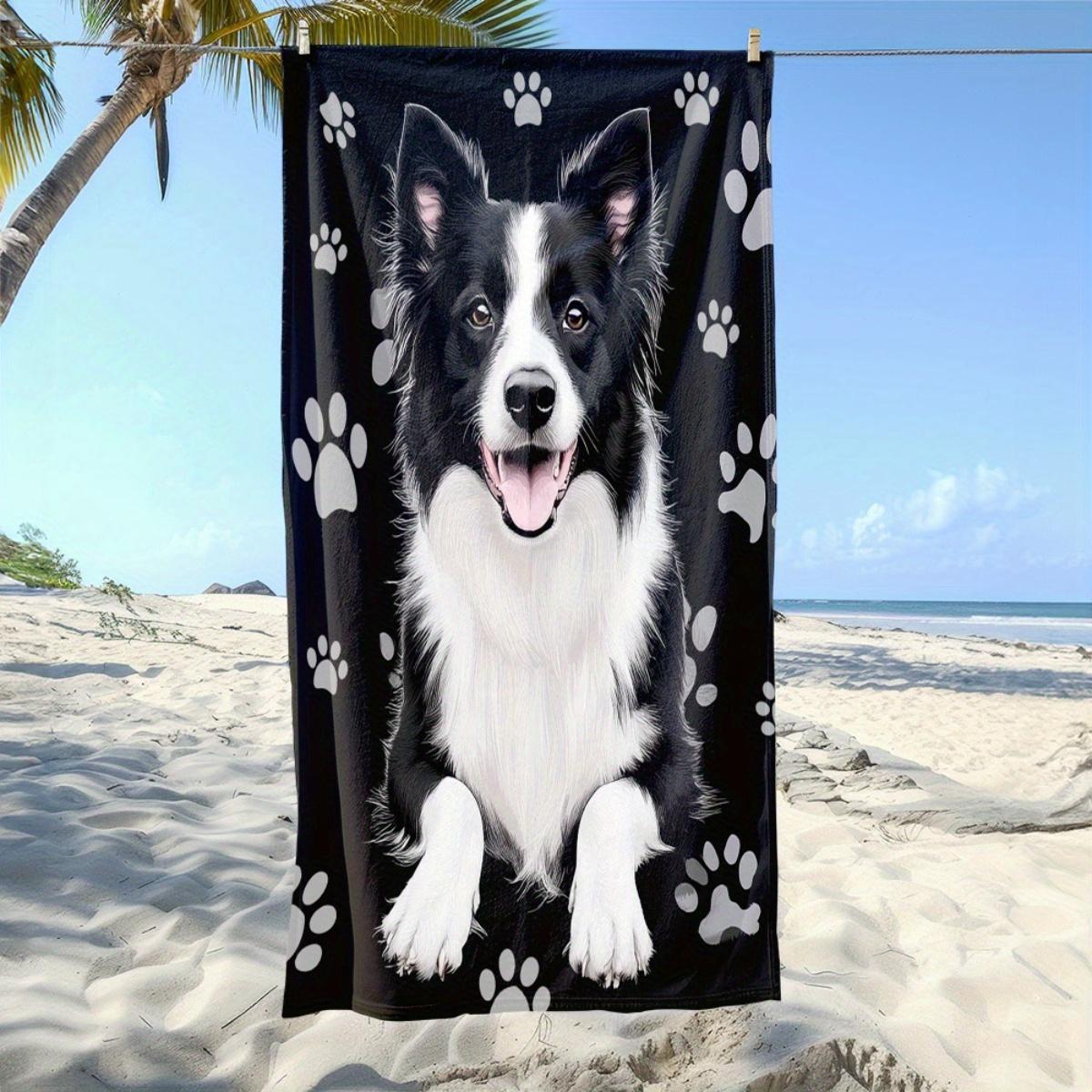 

Artistic Border Collie Paw Pattern Microfiber Beach Towel Soft Ultra Absorbent Lightweight Towel for Beach Party Camping Travel W40*H60(CM)
