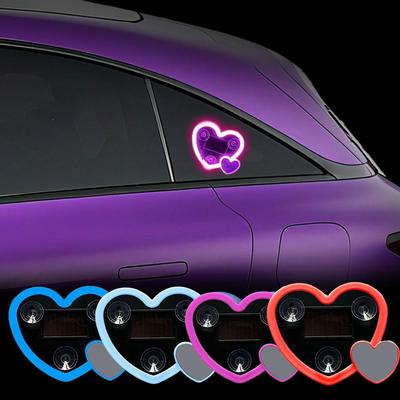 Solar Powered Heart Shaped Neon Light Car Atmosphere With Modes Car Light Decoration 4 Accessory Lamp Ambient E8e7