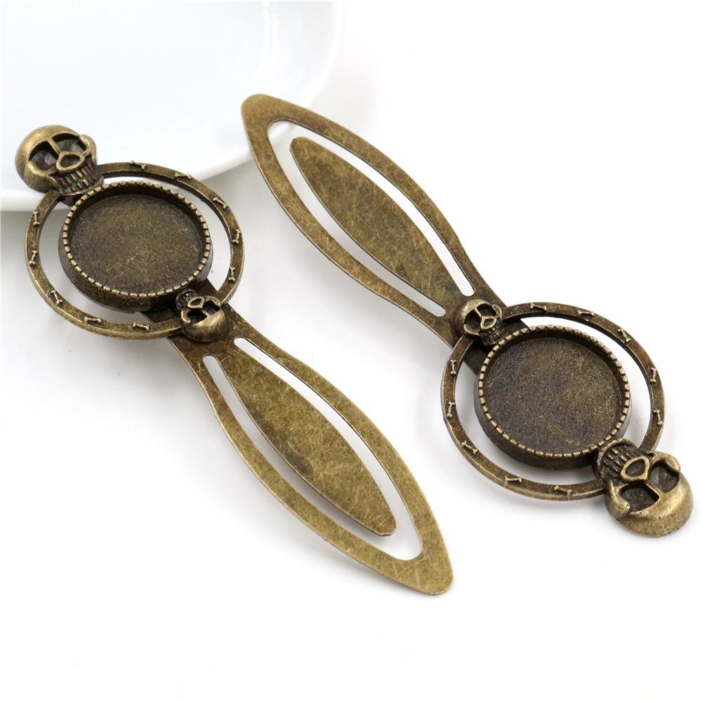 Neue Mode 2 Stück 18mm Innenmaß Antik Silber Plated und Bronze Vintage Stil Handgemacht Lesezeichen Cabochon Basis Cameo Fassung