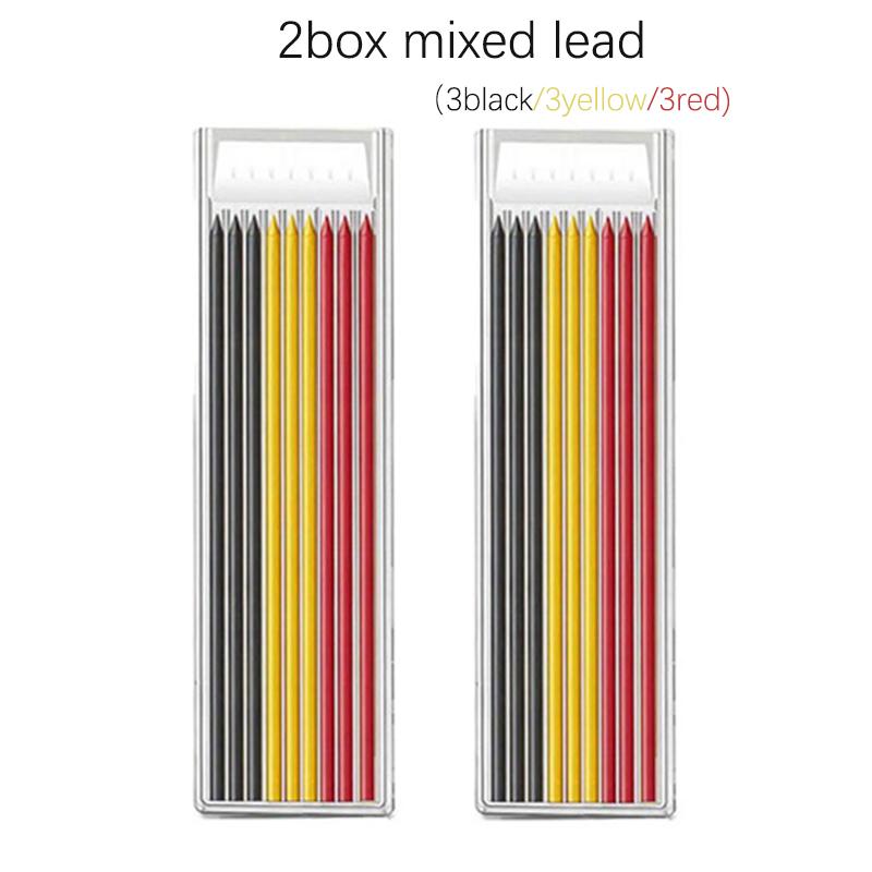 Red Black Blue 2.8mm All Metal Woodworking Automatic Pencil Set with Pen Cover 2B Lead Deep Hole Marking Engineering Drawing Pen