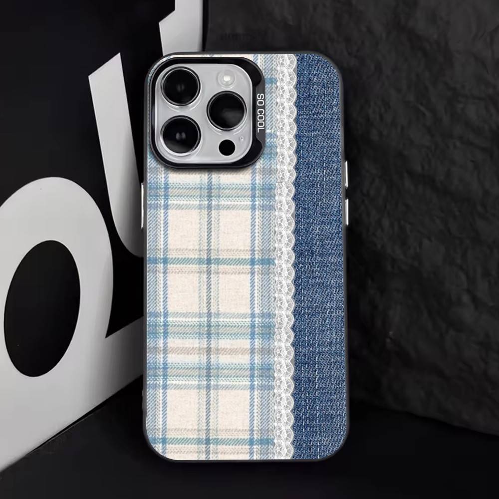 Style grille d'assemblage   Coque de téléphone pour iPhone 17,16,15,14,13,12,11 Plus,Pro Max,XS,Argent Coloré Plaqué Intérieur