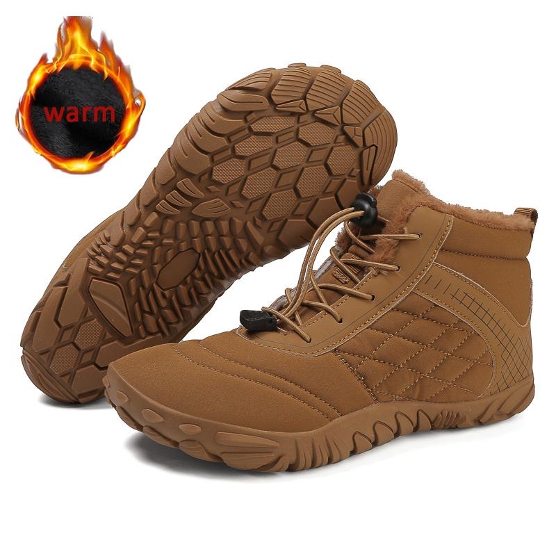 Winter Snow Boots Men Fur Big Size 47 Waterproof Ankle Boots Plush BareFoot Hiking Shoes Outdoor Work Shoes Ladies Snow Boots