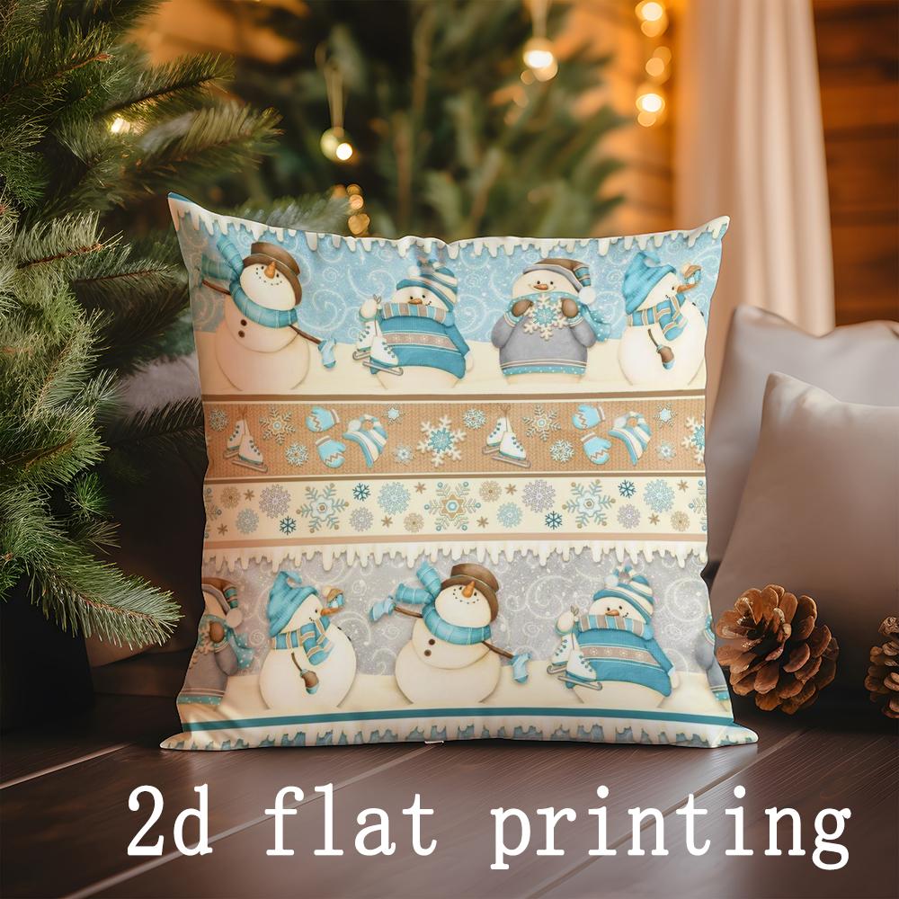 Home Decor Christmas Snowman Pattern Pillowcases Suitable For Sofa Bedroom Car Pillow Cover Cushion Rectangular Back Cushion