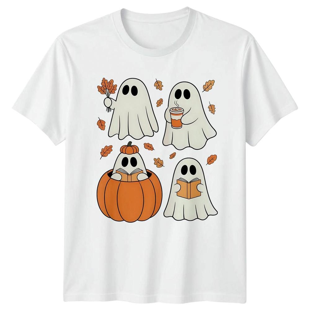 Cute Ghost Fall Reading Pumpkin TShirt Ghost Reading Pumpkin Halloween Autumn S