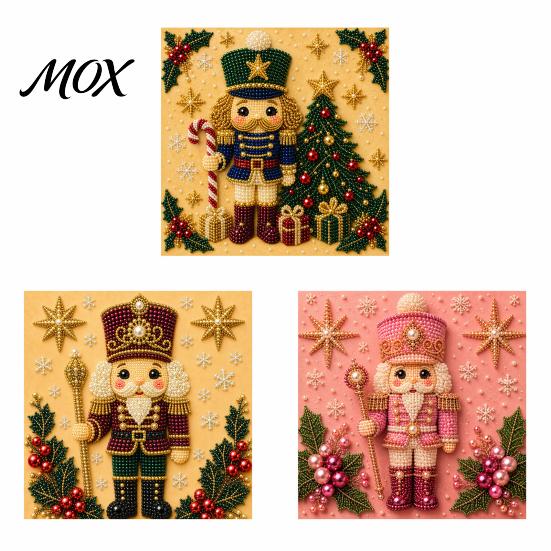 Educational Hands-on Toys Nutcracker Faux Pearl Art Kit, Painting DIY Kit with Pre-Framed Projects for Seniors Canvas, 3D Christmas Wall Craft Adults,