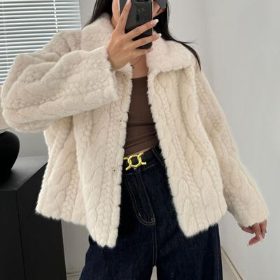 New European Mink Eco-friendly Fur Coat Imitation Fur Mid-length Imitation Mink Fur Mink Fur Coat for Women
