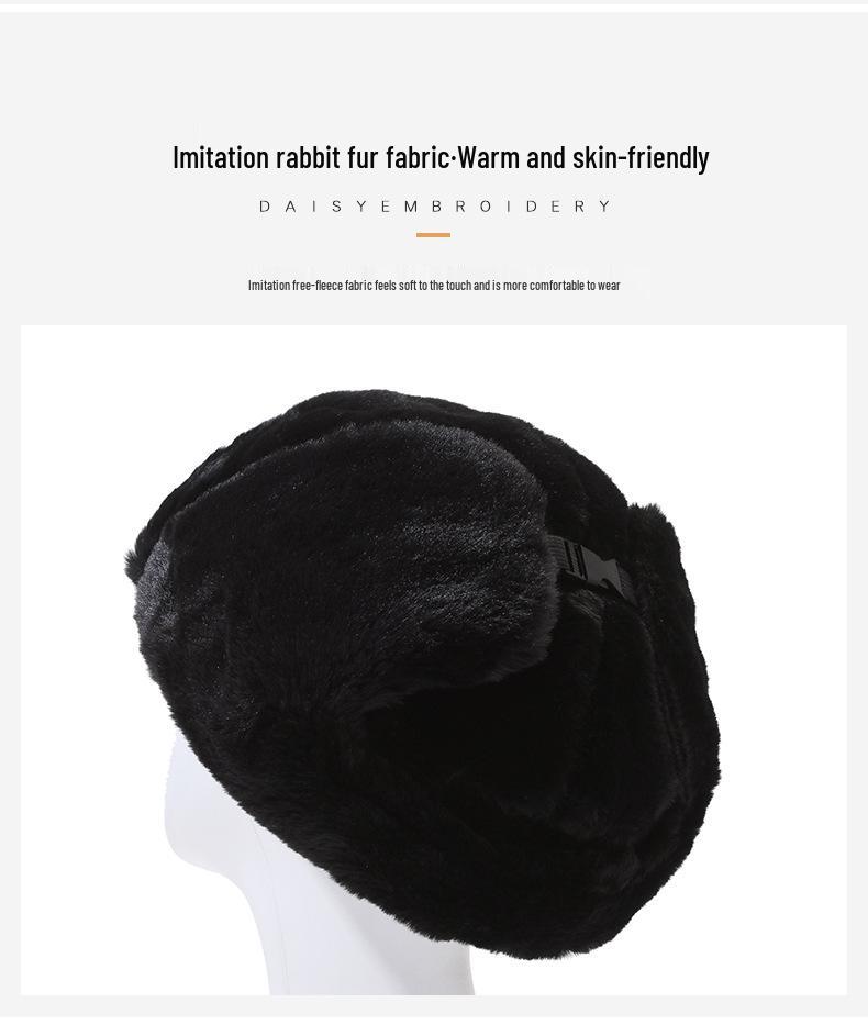 Women's Faux Rabbit Fur Winter Hat with Ear Protection, Cold-Proof, Thickened, Korean Style, Trendy and Warm for Outdoor Cycling.