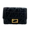 8M0419 W Hook Wallet  Embossed Zucca Lambskin Baguette Bifold Wallet Black Lambskin Women Used